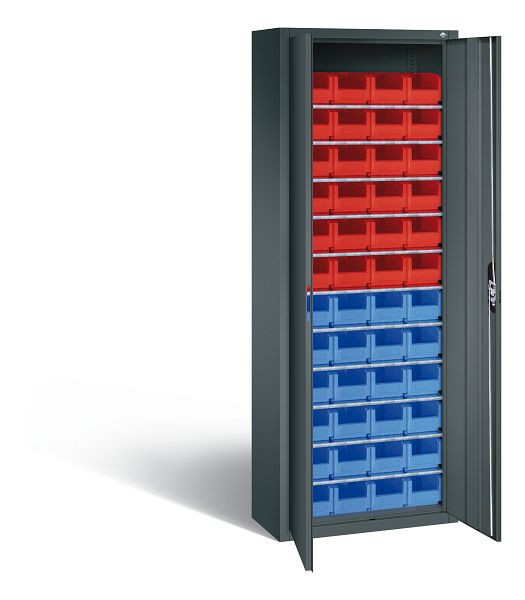 C+P Magazinschrank Serie 13, H1980xB700xT300mm, Farbe: Anthrazitgrau, Muldengriff, 133113-21 S10110
