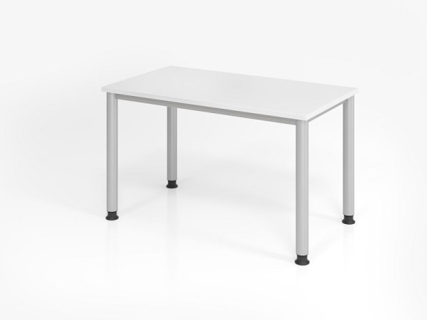 Hammerbacher Schreibtisch HS612, 120 x 67 cm, Platte: Weiß, 25 mm dick, 2 mm ABS-Kante, Rechteckform, VHS612/W/S
