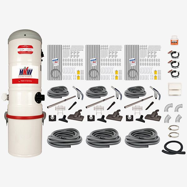 HKW Komplett-Set LARGE 4 (RETRAFLEX) - 6 Saugdosen, 15 m Saugschlauch, 2400215