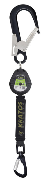 Kratos OLYMPE-S Absturzsicherung, automatischer Rückzug Gurtband 2 m, Karabiner mit kleiner Öffnung und Haken mit großer Öffnung - scharfe Kante, FA2050602