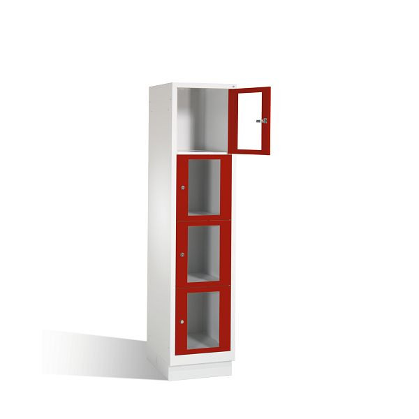 C+P Schließfachschrank Classic, H1800xB420xT500mm, Farbe: Lichtgrau / Rubinrot, 8020A124 S10001