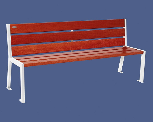 Procity Sitzbank Silaos 6 Holzlatten, 1800 mm, Ohne Armlehne, Holz & Stahl, Mahagoni/RAL 9010, 209602.9010.ACAJ