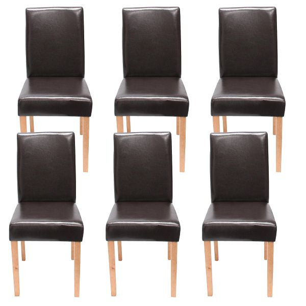 Mendler 6er-Set Esszimmerstuhl Stuhl Küchenstuhl Littau, Leder, braun, helle Beine, 7975+24482