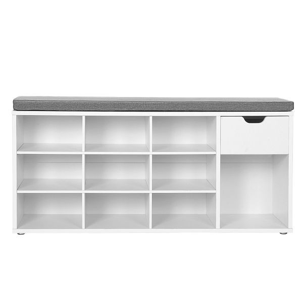 VASAGLE Schuhbank, weiß, grau, 104x30,5x48 cm, LHS024W01