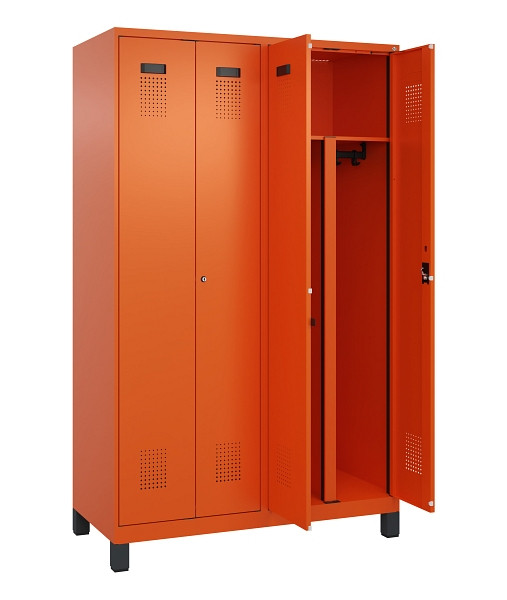 C+P PSA Schwarz-Weiß-Spind Evolo PLUS, mit Füßen, 4 Abteile, 1950x1200x500mm, 2, Zylinderschloss, 049012-40P S10050