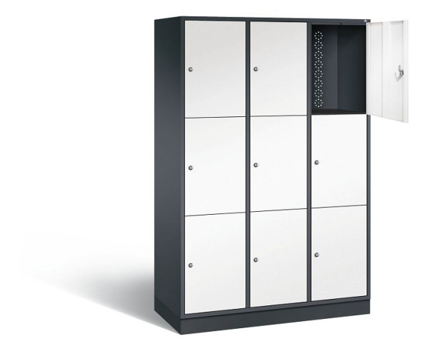 C+P XL-Schließfachschrank Intro, H1950xB1220xT490mm, Farbe: Schwarzgrau / Verkehrsweiß, 8370-302 S10122