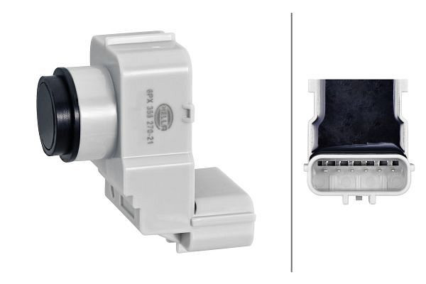 HELLA Sensor, Einparkhilfe, viereckig, 6-polig, gesteckt, lackierbar, 6PX 358 270-211