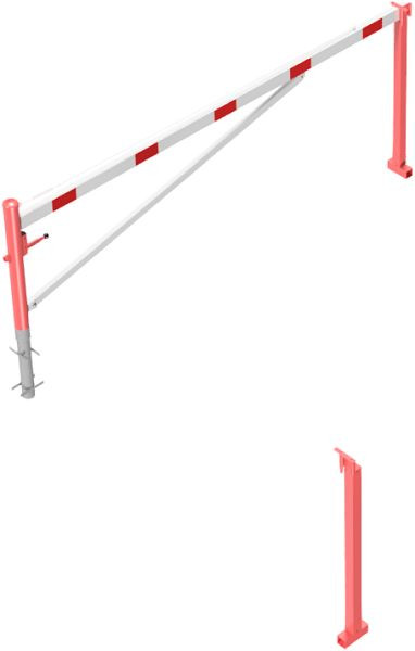 Schake Drehschranke mit Auflagepfosten und Seilzugverstärkung, zum Einbetonieren, Schrankenbaumlänge: 3500 mm, für Vorhangschloss, 4213_35VB
