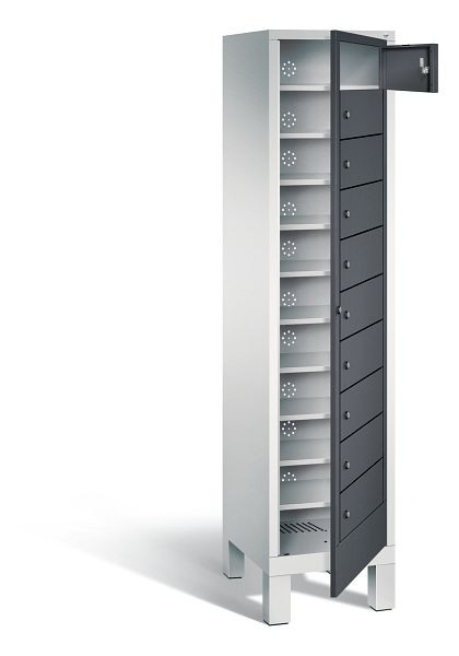 C+P Wäsche-Sammelschrank Evolo, H1850xB420xT500mm, Farbe: Lichtgrau / Schwarzgrau, 48060-110 S10040