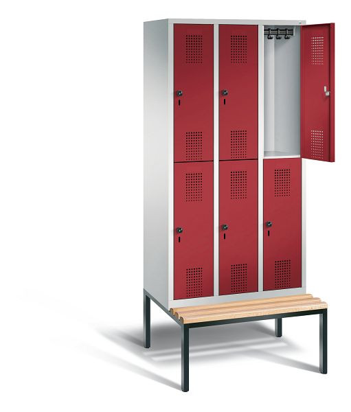 C+P Spind doppelstöckig Evolo, H2090xB900xT815mm, Farbe: Lichtgrau / Rubinrot, 48350-30 S10108