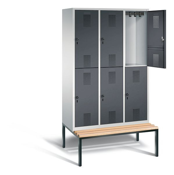 C+P Spind doppelstöckig Evolo, H2090xB1200xT815mm, Farbe: Lichtgrau / Schwarzgrau, 48350-32 S10191