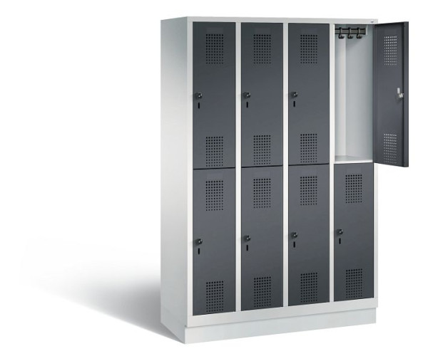 C+P Spind doppelstöckig Evolo, H1800xB1190xT500mm, Farbe: Lichtgrau / Schwarzgrau, 48320-40 S10341