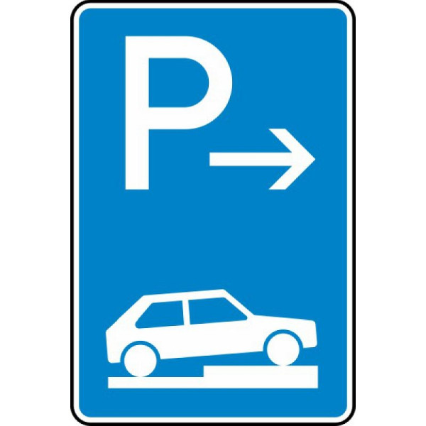 Stein HGS Parken auf Gehwegen halb quer zur Fahrtrichtung rechts (Ende) Nr. 315-77, 420 x 630 mm, RA1, Flachform 3 mm, 315-77-113