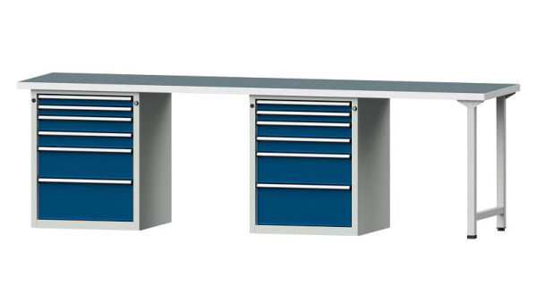 ANKE Werkbänke Kombiwerkbank, Modell 916 V, 2800 x 700 x 840 mm, RAL 7035/5010, UBP 40 mm, 415.152