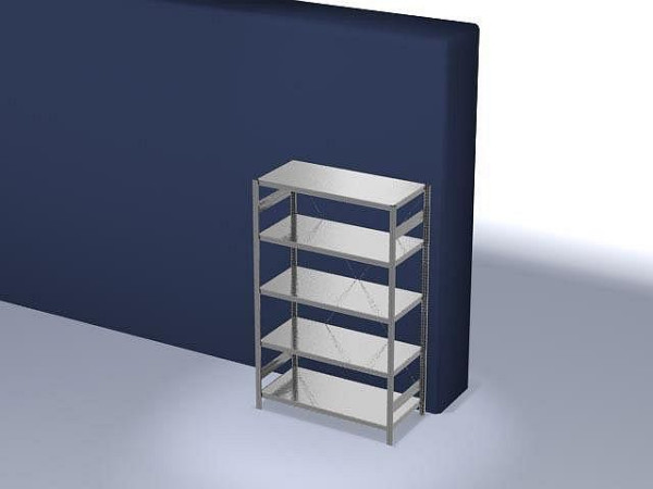 hofe Fachboden-Grundregal, 2000x600x1300 mm, 5 Fachebenen, verzinkt, 240 kg Fachlast, 1600 kg Feldlast, einseitige Bedienung, HZG20613XM