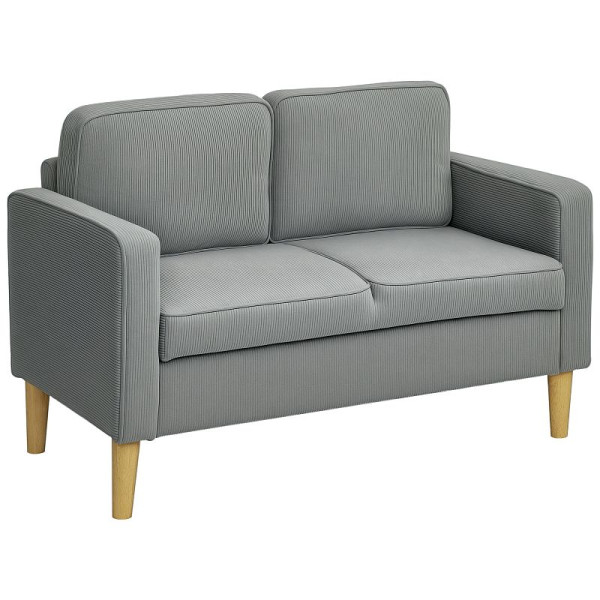HOMCOM Zweisitzer-Sofa mit Stauraum und soliden Holzbeinen, für Wohnzimmer, Schlafzimmer, 117 x 63 x 79 cm, Hellgrau, 83B-130V00LG