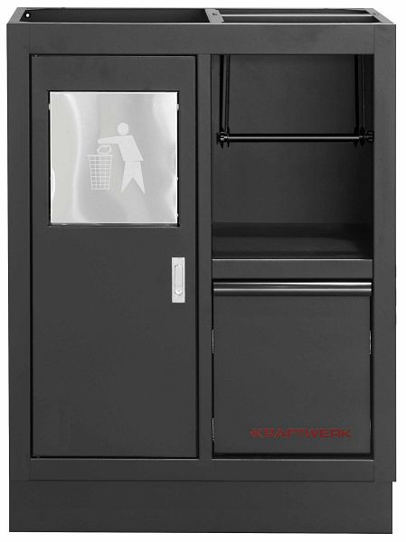 Kraftwerk MOBILIO BLACK EDITION Unterschrank mit Abfalleimer und Papierhalter, 3964-11-BLK