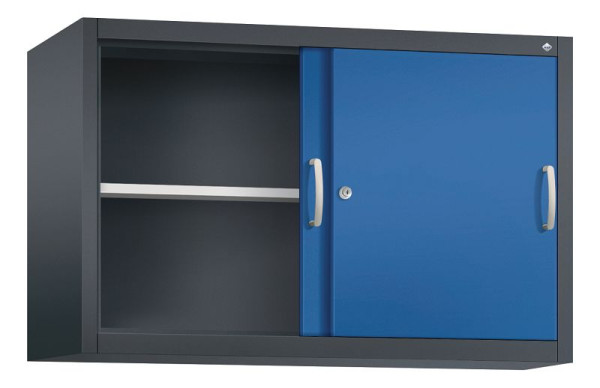 C+P Aufsatzschrank Acurado, H790xB1200xT400mm, Farbe: Schwarzgrau / Enzianblau, Bügelgriff, 2 OH, 2045-00 S10166