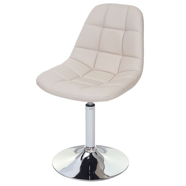 Mendler Esszimmerstuhl HWC-A60, Stuhl Drehstuhl, Retro 50er Jahre Design, Kunstleder creme, Chromfuß, 74858