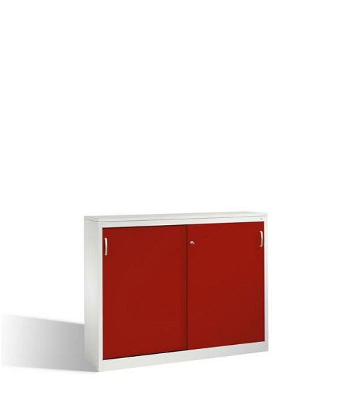 C+P Sideboard mit Schiebetüren Acurado, H1200xB1600xT400mm, Farbe: Lichtgrau / Rubinrot, Bügelgriff, 3 OH, 2147-1200 S10074