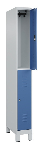 C+P Doppelstock-Spind Classic PLUS, Füße, 1 Abteil, 1950x250x500mm, 7035/5023, 080310-19 S10020