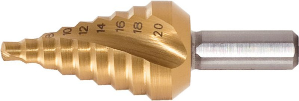 KS Tools HSS-TiN Stufenbohrer extra kurz, Durchmesser 4-12mm, 9 Stufen, 330.2374
