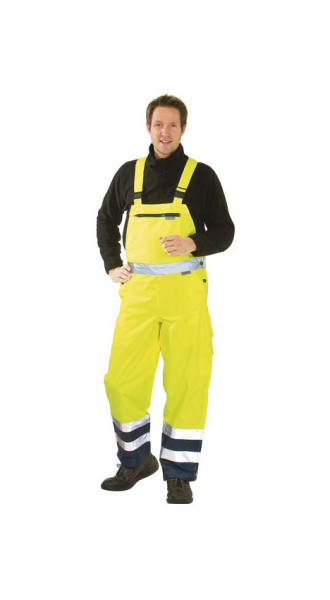 Planam Warnschutz Regenlatzhose, gelb/marine, Größe XL, 2067056
