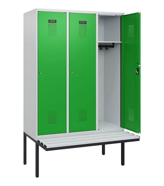 C+P Spind Evolo PLUS, 3 Abteile, 1950x1200x815mm, 7035/6037, Zylinderschloss, Material Sitzfläche Kunststoff, 0490405-32 S10092
