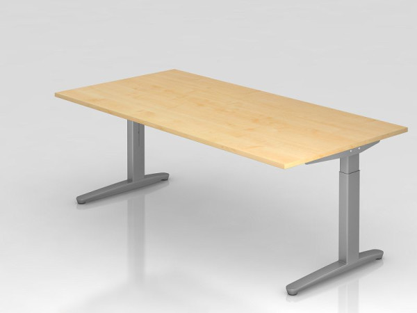 Hammerbacher Schreibtisch C-Fuß 200x100cm Ahorn/Silber, Alu-Kufe Silber (ähnlich RAL 9006), VXB2E/3/SS