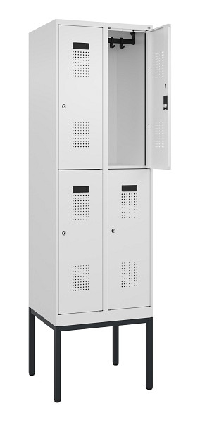 C+P Doppelstock-Spind Evolo PLUS, Gestell, 4 Fächer, 2120x600x500mm, 9016/9016, Zylinderschloss, 0493307-20 S10047