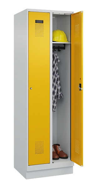 C+P Spind Evolo PLUS, mit Sockel, 2 Abteile, 1950x600x500mm, 7035/1004, Verschluss Zylinderschloss, Ablageböden 2, 049020-20 S10027
