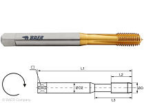 BAER SUPER HSSE-TIN Maschinengewindeformer M 2,5 x 0,45 - DIN 371 Toleranz 6GX, 111117002