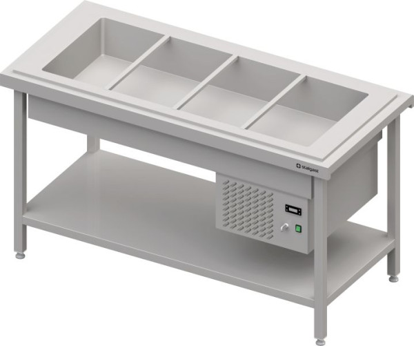 Stalgast Edelstahl Kaltausgabe mit einer Kühlwanne 4x GN1/1, 1570x750x880, Granitabdeckung "Standard G1", CF15202