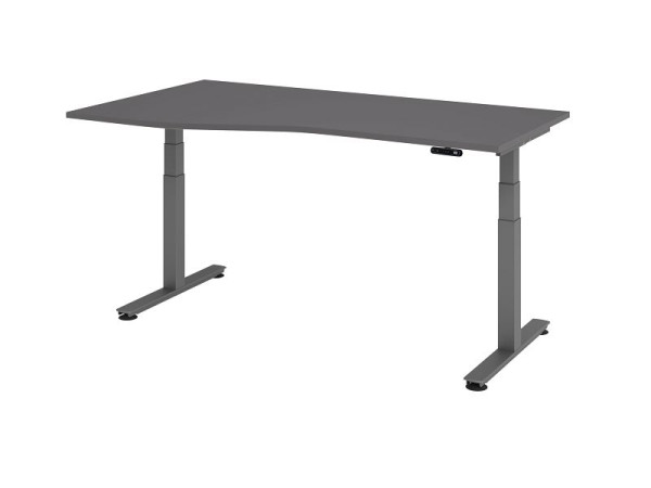 Hammerbacher Sitz-Steh-Schreibtisch elektrisch 180x100/80cm Graphit, Freiform, links oder rechts montierbar, VXDSM18/G/G