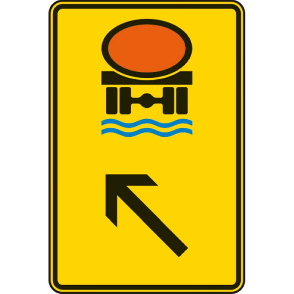 Stein HGS Wegweiser für Fahrzeuge mit wassergefährdender Ladung (links einordnen) Nr. 422-15, 630x420mm /RA2/Flachform 3mm, 422-15-123
