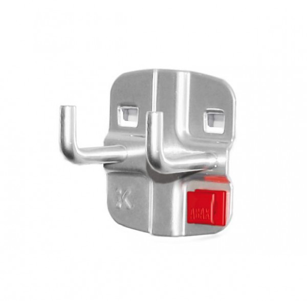 Kappes RasterPlan/ABAX Doppelter Werkzeughalter, L 50 mm, mit senkrechtem Hakenende, Ø 6 mm alufarben, 3340.00.6101