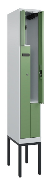 C+P Z-Spind Evolo PLUS, Gestell, 2 Fächer, 2120x300x500mm, 7035/6011, Zylinderschloss, 0490337-102 S10033
