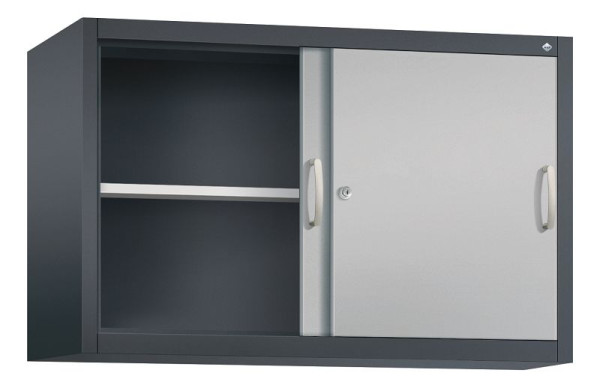 C+P Aufsatzschrank Acurado, H790xB1200xT400mm, Farbe: Schwarzgrau / Weißaluminium, Bügelgriff, 2 OH, 2045-00 S10085