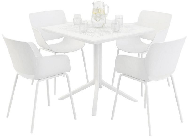CLP Gartenmöbel-Set Lirra mit 4 Stühlen, weiß, 328128