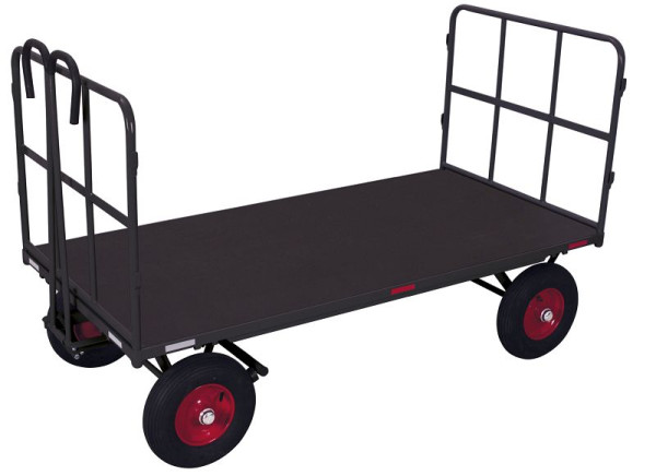 VARIOfit Handpritschenwagen mit 2 Rohrgitterwänden, Außenmaß: 1.265 x 815 x 1.340 mm, RAL 7016 anthrazitgrau, Radsatz: Luftbereifung, zu-42132/AG