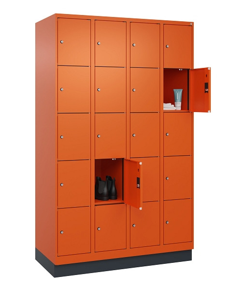 C+P Schließfachschrank Evolo PLUS, mit Sockel, 20 Fächer, 1950x1200x500mm, 2004/2004 Reinorange, 049020-405 S10023