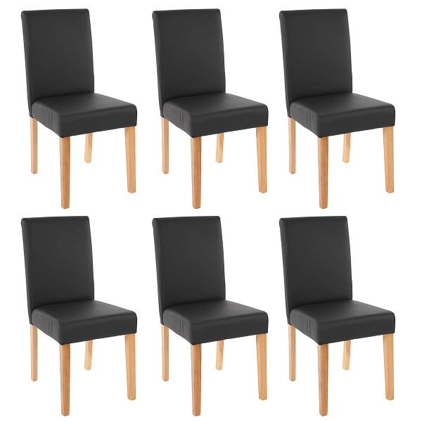 Mendler 6er-Set Esszimmerstuhl Stuhl Küchenstuhl Littau, Kunstleder, schwarz matt, helle Beine, 33684+33698