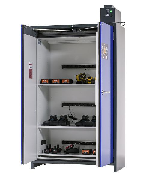 asecos Lithium-Ionen Akku-Ladeschrank, SmartStore-Pro, 3 Fachböden, Breite 1200 mm, 327438