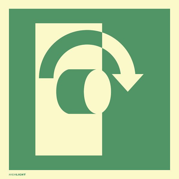 Moedel Öffnung durch Rechtsdrehung, Folie, nachleuchtend, 160-mcd, 100x100 mm, 104348