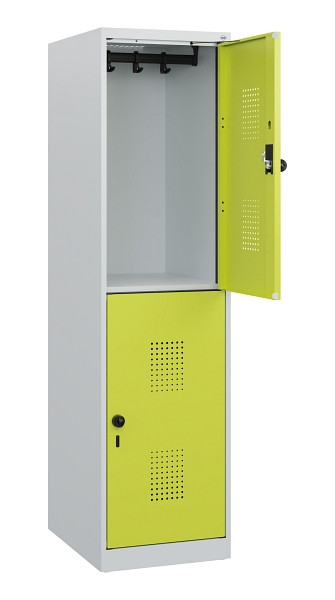 C+P Doppelstöckiger Spind Evolo PLUS, 2 Fächer, 1530x400x500mm, 7035/0024, Drehriegel, 0493005-12 S10015