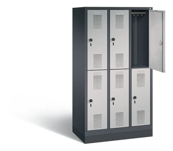 C+P Spind doppelstöckig Evolo, H1600xB900xT500mm, Farbe: Schwarzgrau / Weißaluminium, 483206-30 S10087