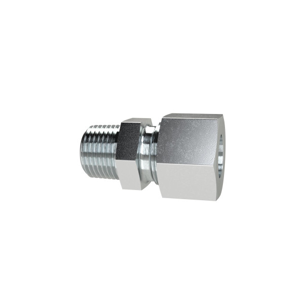 Riegler Gerade Einschraubverschraubung, R 1/4 außen, Rohr-Außen-Ø 8 mm, PN bar 100, SW1 14, SW2 14, Stahl verzinkt, 159629