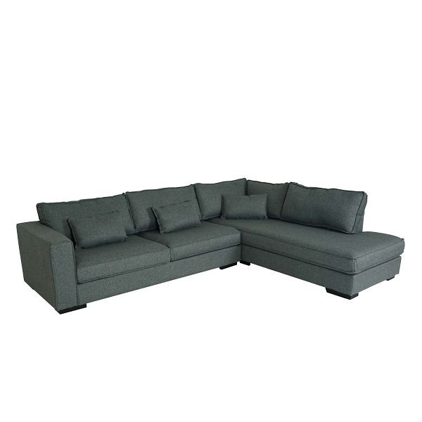 Mendler Ecksofa HWC-J58, Couch Sofa mit Ottomane rechts, Made in EU, wasserabweisend, Stoff/Textil grau, 81876+81877