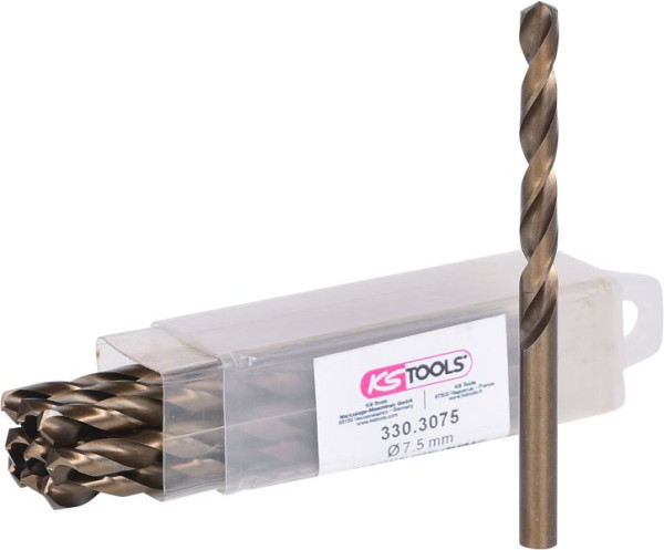 KS Tools HSS-G Co 5 Spiralbohrer, 7,5mm, VE: 10 Stück, 330.3075