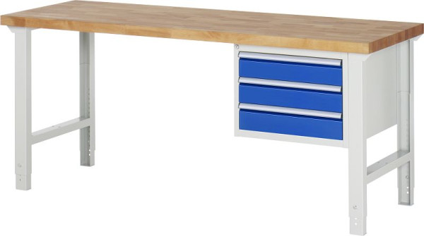 RAU Werkbank Serie 7000 - Modell 7127, B2000 x T700 x H790-1140 mm, Systemunterbau B2000 x T650 x H750-1100 mm, 03-7127A1-207B4H.11